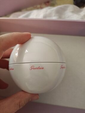 GUERLAIN White Spherical Compact with Pink Script Logo